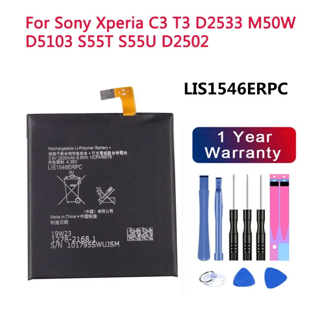 LIS1546ERPC Phone Battery For Sony Xperia C3 T3 D2533 M50W D5103 S55T S55U D2502 2500mAh High Quality Battery Bateria