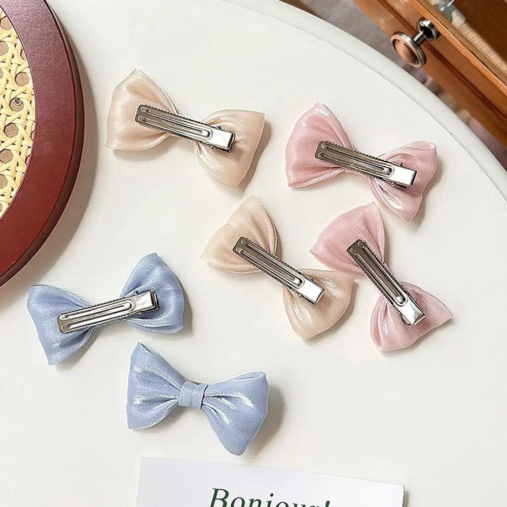 

Korean Cute Bow Hair Clips Women Barrettes Sweet Bowknot Balletcore Shiny Satin Silk Hairpins Children Braided Hair Clips