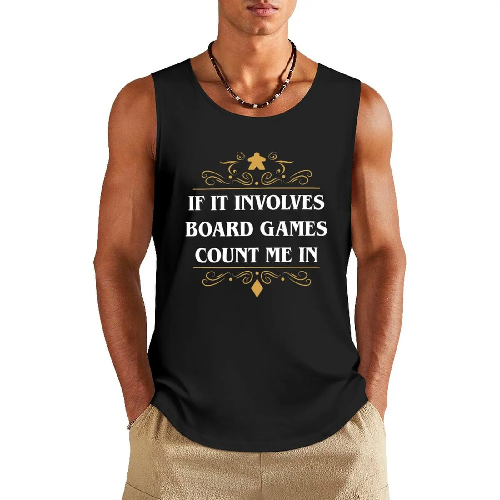 If It Involves Board Games Count Me In Tank Top T-shirt men fashion 2025 man