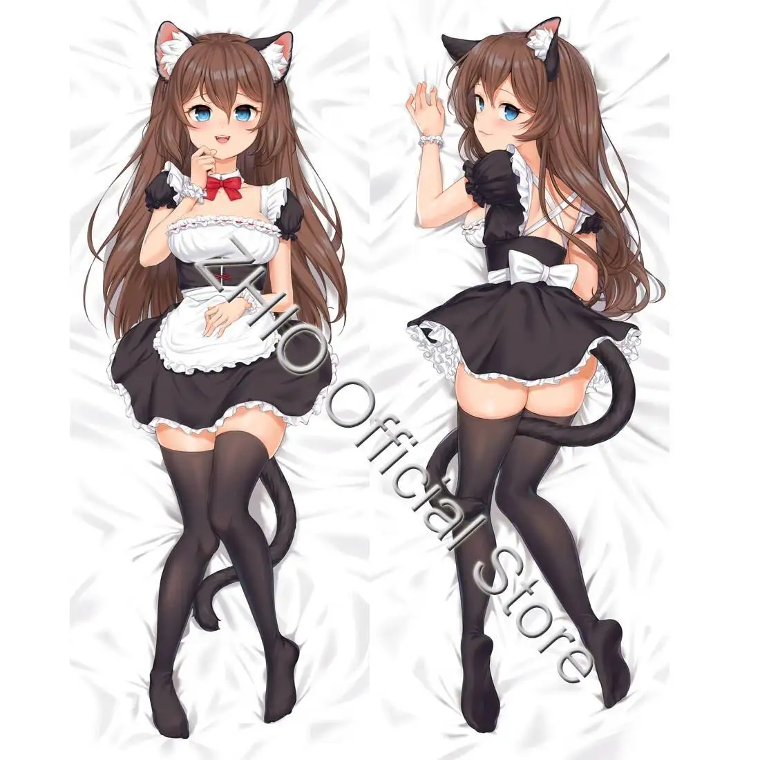 

Susukitten Blue Eye Maid Suit Girl Dakimakura Waifu 2-Side Print Hing Body Pillow Case Xmas Gift 2WAY Anime Cushion Cover