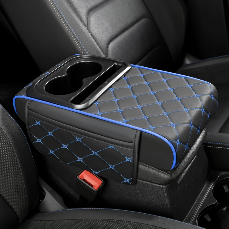 PU-Leder Auto-Mittelkonsolen-Aufbewahrungspolster mit Getränkehalter, Telefonkartenfach, Doppelte Taschen oder Ohne Aufbewahrungsfach – Detail 11