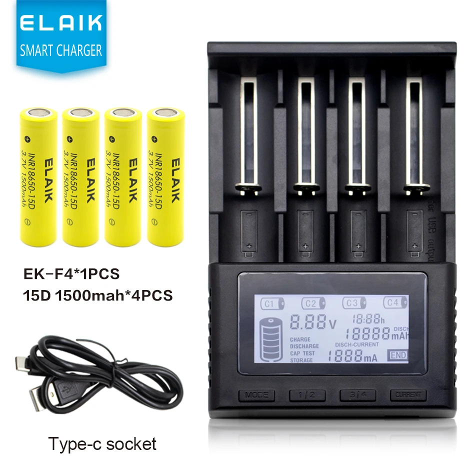 18650 1300/1500/2000mah lithium battery 3.7 V strong light flashlight rechargeable battery  include charger set