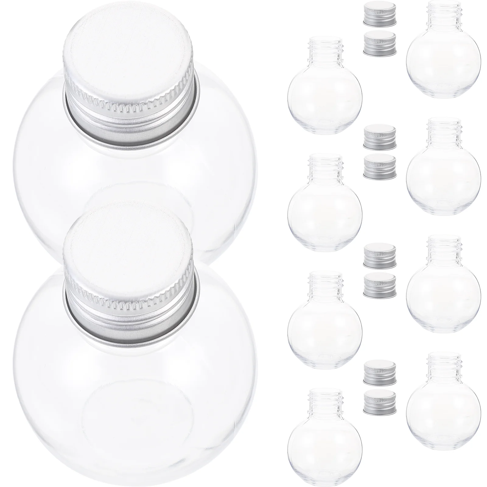 10 Pcs Transparent Spherical Bottle Juice Bottles Plastic Multipurpose Drink with Caps Milk