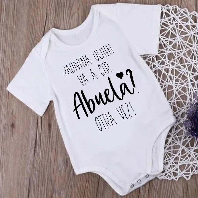 Pregnancy Announcement Newborn Bodysuit Baby Clothes Adivina Quien Va A Ser Abuela Otra Vez Infant Jumpsuits New Grandma Gifts