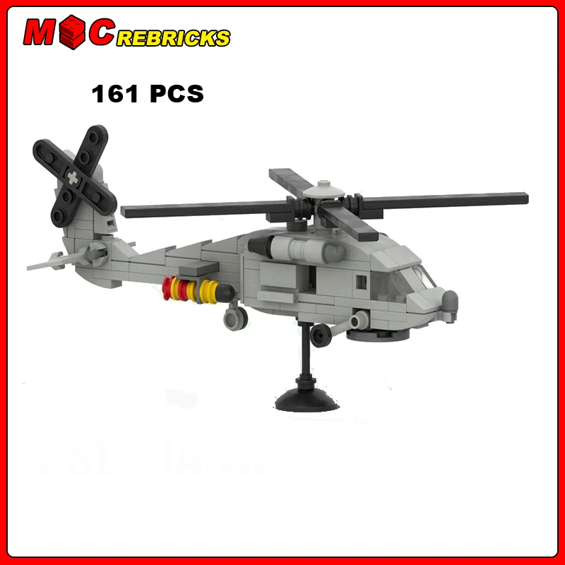 MOC Military Series SH-60 Seahawk - 1/100 Scale Aircraft Model DIY Assembling Bricks Building Blocks Boys Toys Kids Xmas Gifts