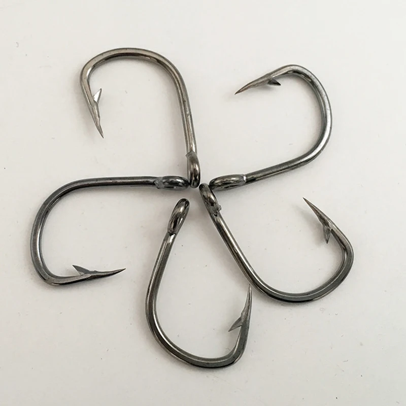 Ocean Fishing Hooks With Barbed Single Hooks - Bluefish, Tuna, Stainless Steel Jigging Hooks For Big Game Fishing