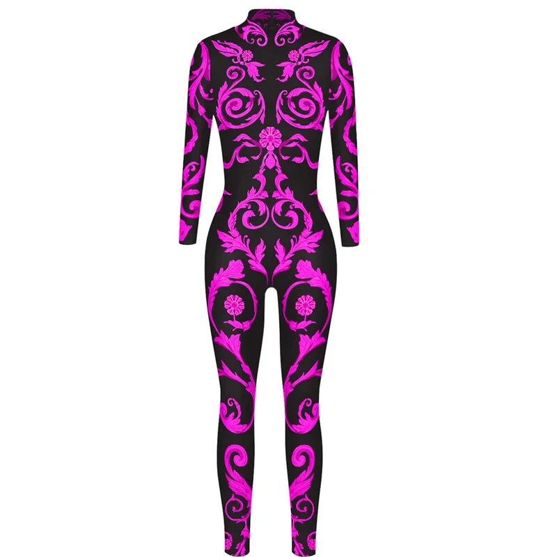 Zentai Frauen sexy schlanke Overall Cosplay Kostüm Halloween Party 3D-Druck Catsuit Bodysuit ausgefallene Kleidung