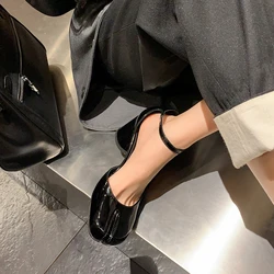 2024 Spring New Women Shoes Round Toe Chunky Heel modern Women Sandals Solid Women High Heels Genuine Leather heels women