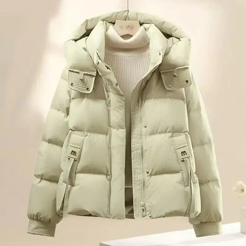 Women'S Short Cotton Padded Jacket 2026 Winter New Korean Loose Cotton Coat Thicken Warm Hooded Parkas Outwear