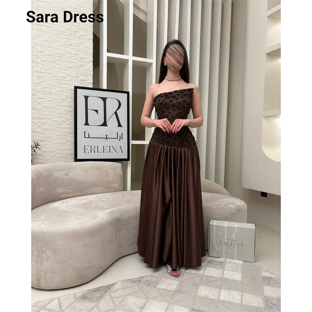 

Sara Custom Brown Sequins A-line Ankle Length Party Dress Woman Dresses for Wedding Party Prom Dresses 2026 Luxury Prom Evening