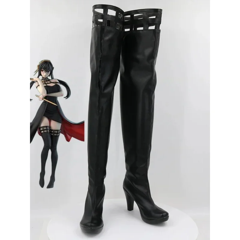 2025 11 SPY x FAMILY Yor Forger Botas Halloween Anime Zapatos de cosplay negros