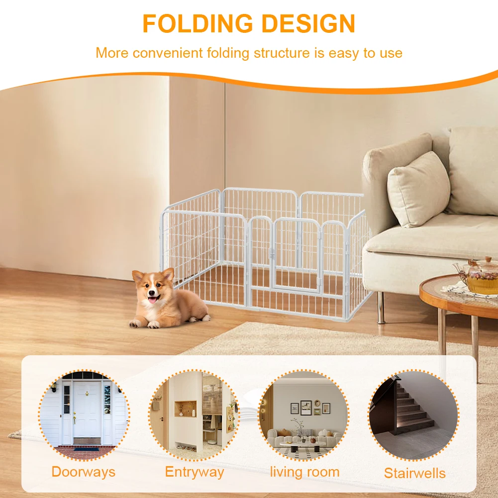 

6 Panel Heavy Duty Portable PetDog Exercise Pen Cat Fence Crate Cage Kennel with Door Puppy Rabbits Play Pen Outdoor/Indoor