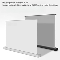 2024 New 8K Long Throw ALR Grey Ambient Light Rejecting Smart Motorized Tab-Tension Electric Floor Rising Gray Projector Screen