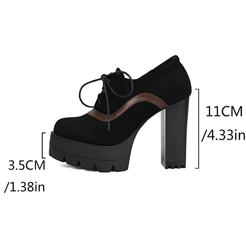 

YMECHIC/2026, пикантные весенние замшевые ботинки на платформе с круглым носком и квадратным каблуком, женская повседневная обувь на очень высоком каблуке со шнуровкой