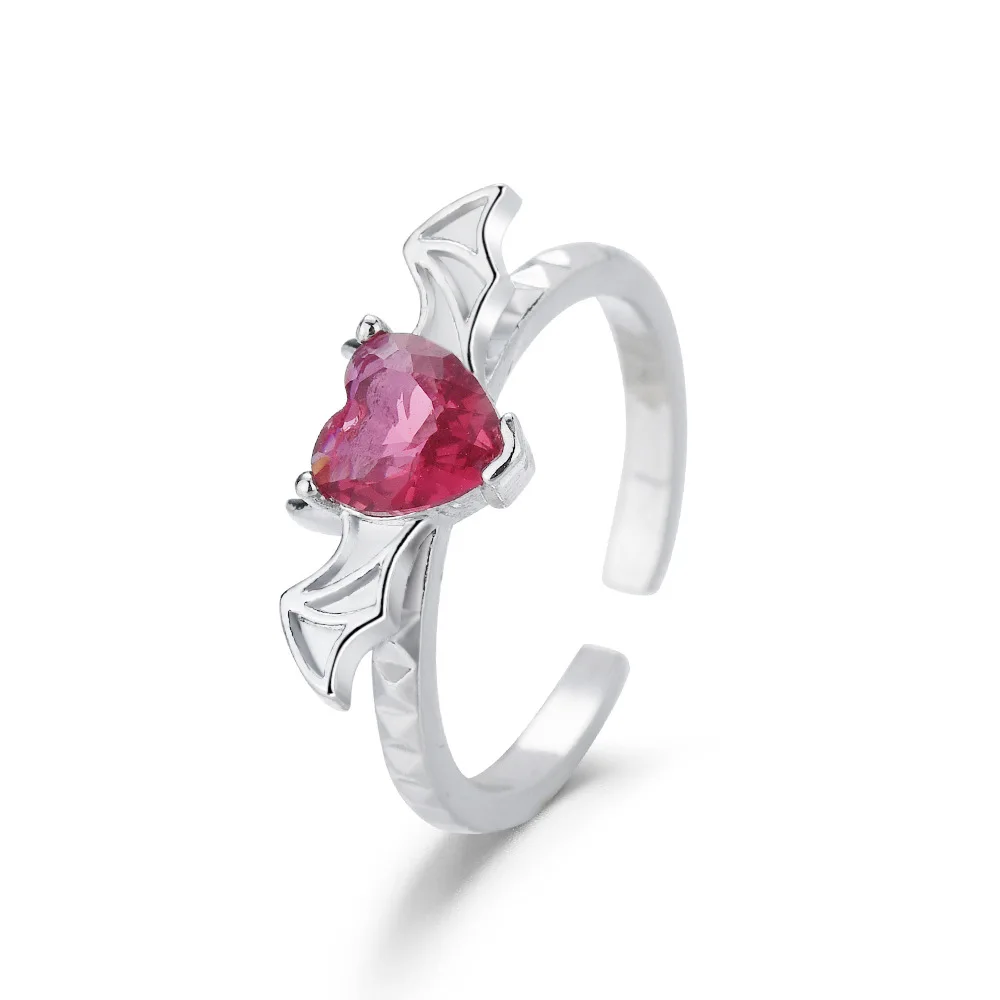 Draculaura Bat Heart Rings moda donna accessori per gioielli gotici anello regolabile placcato argento ispirato ai vampiri regalo per lei