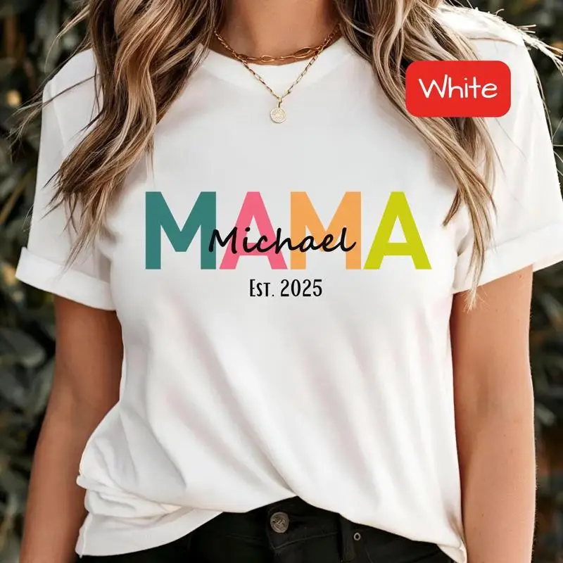

Футболка Mama на заказ для мамы с именами для детей, индивидуальный день матери