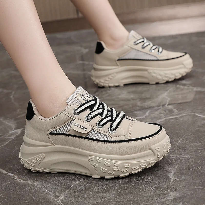 2024 New Women’s Thickness Vulcanized Shoes Summer Mesh Breathable Sneakers Student Small White Shoes Versatile Zapatillas Mujer