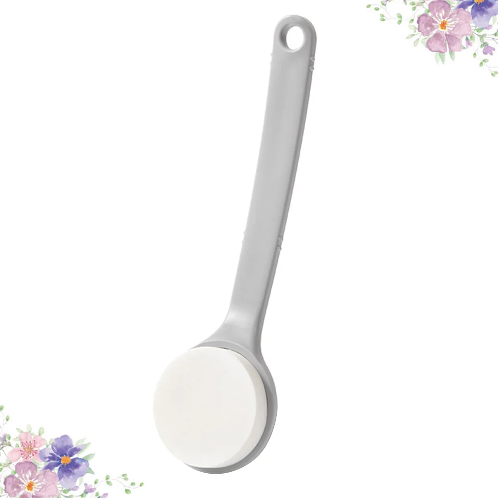 

1pc Sponge Bath Brush Long Handle Durable Pva Exfoliating Body Scrub Tool For Back Feet Knees Grey Shower Brush Bath Accessory