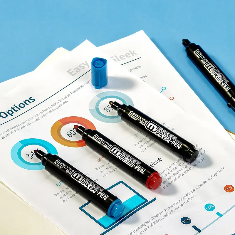 

Comix MK818 Permanent Marker High Capacity Black Red Blue Oil-Based Waterproof Quick Dry Marking Pen