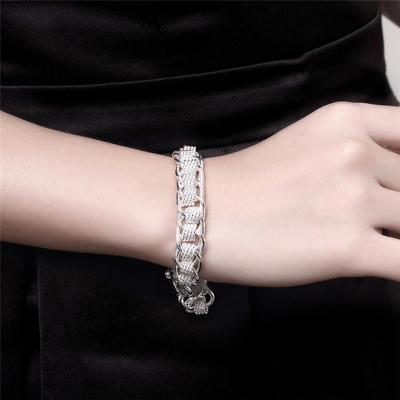 925 Sterling Silber Armbänder Feine Trendkette für Damen und Herren Hochzeitsgeschenke Hochwertige Modeschmuckstücke 20cm – Detail 3