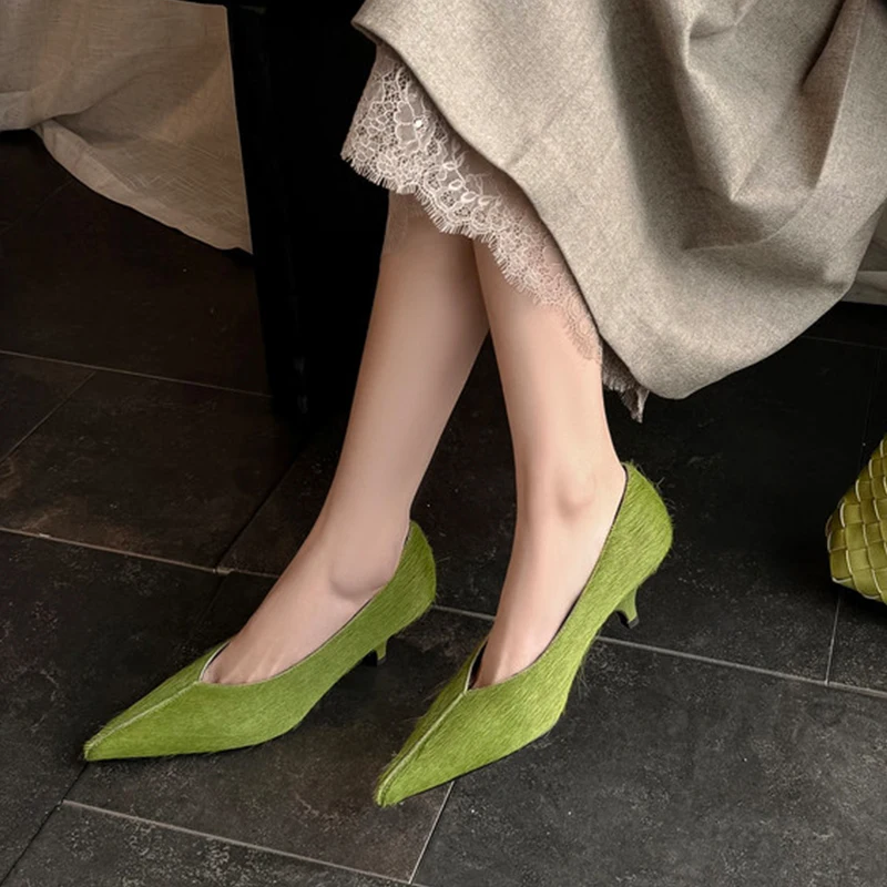 Women's Real Leather Pointed Toe High Heel Pumps for Weddings