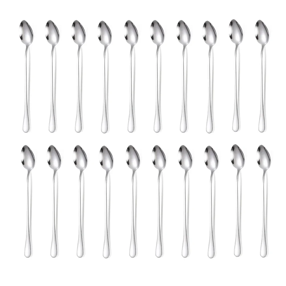 

20 шт. ложка с длинной ручкой из нержавеющей стали, кофейная чайная ложка, ложка для смешивания мороженого, десерта, кухонные аксессуары для пикника, барные инструменты