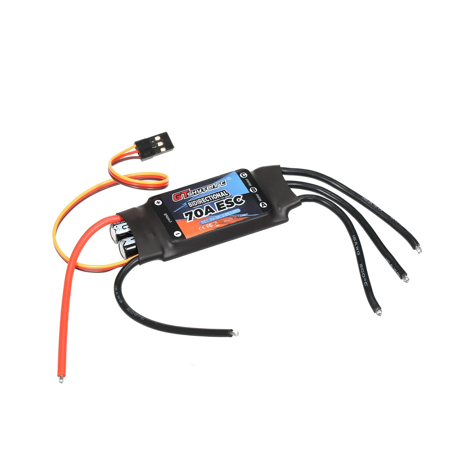 GTSKYTENRC Bidirectionele 20A-70A borstelloze ESC voor afstandsbediening Propeller Onderwater afstandsbediening Auto/Boot/Schip Pneumatische bediening