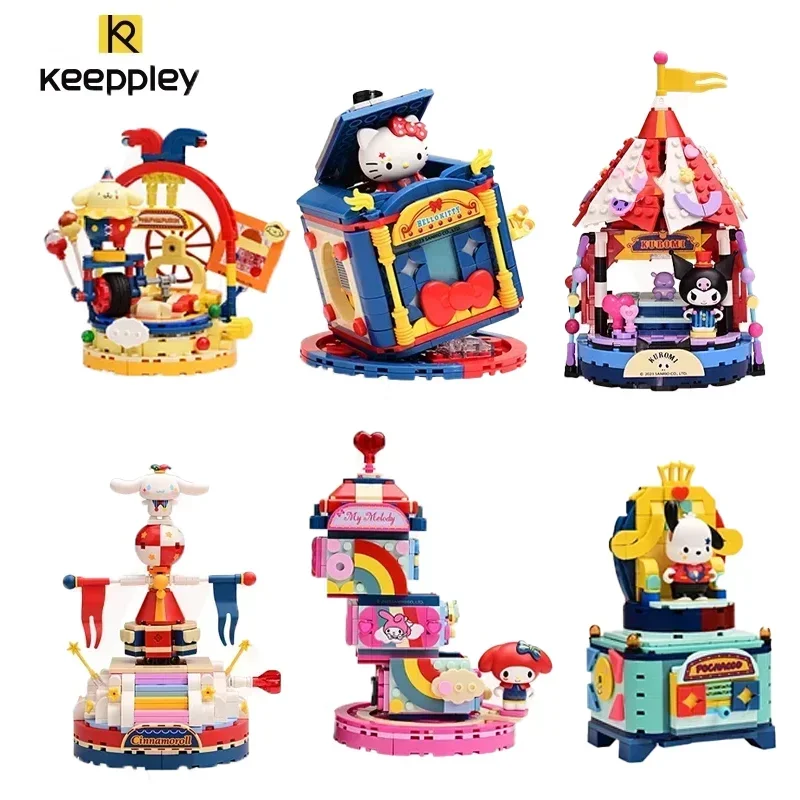 New Keeppley Sanrio Building Blocks Kuromi Hello Kitty Pochacco Magic Circus Kawaii Series Assembling Model Toy Christmas Gift