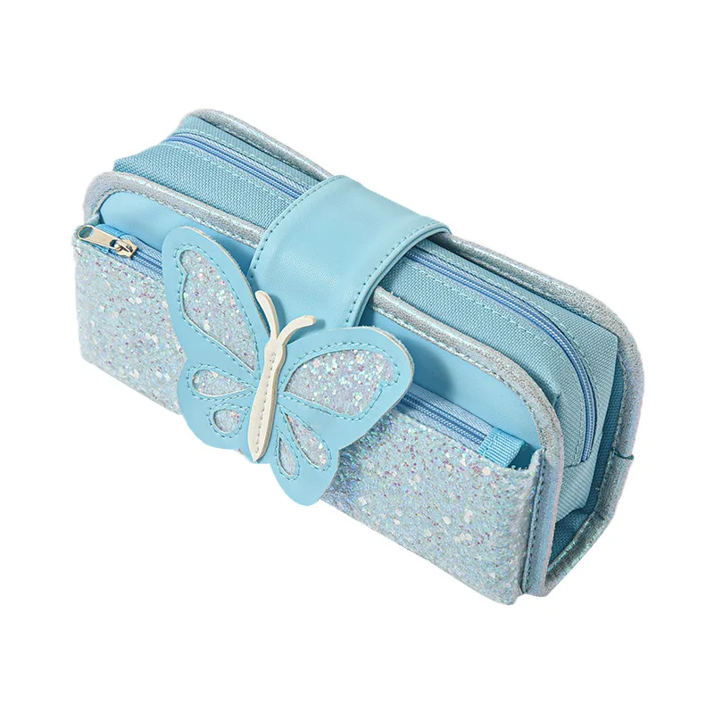 Trousse à crayons papillon séparable pour enfants, sac à stylos mignon pour filles, étui à stylos Kawaii, sac à stylos étudiant, rangement de fournitures scolaires, cadeaux