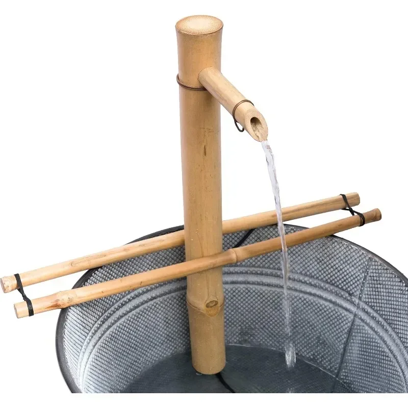 Water Fountain with Pump, Indoor/Outdoor, Branch-Style Support Arms, Smooth Split-Resistant Bamboo for a DIY Household