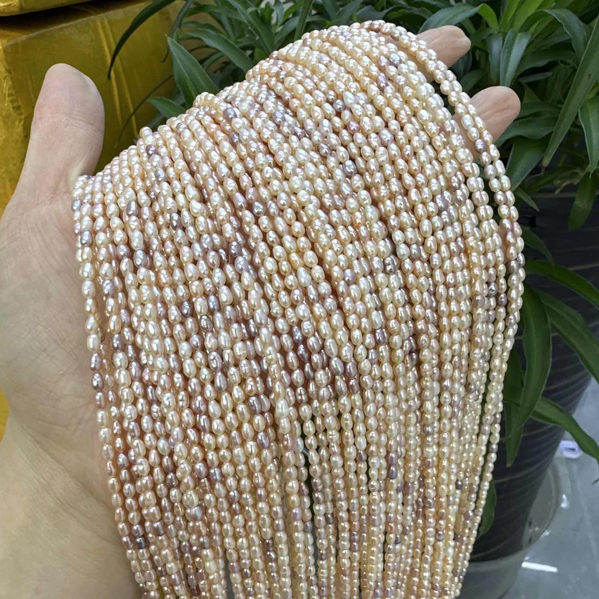 100% Real Natural Freshwater Pearls Colorfull Rice Shape Punch Beads 36 cm Strand 2-3mm for Jewelry Making Necklace