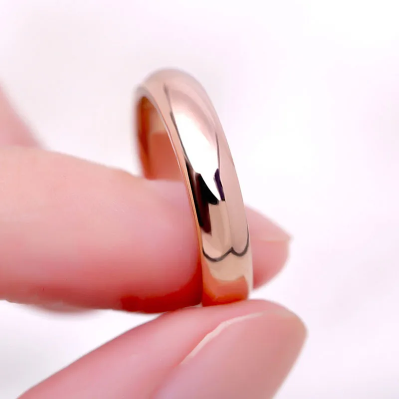 

Fashion Simple Wedding Rings for Women 4mm Gold Color Lover Couple Stainless Steel Charm Jewelry Engagement Gift Wholesale