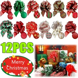 New 12PCS Christmas Pull Bows Large Gift Bows Ribbon for Xmas Present Gift Wrapping Christmas Florist Party Wine Bottles Decor