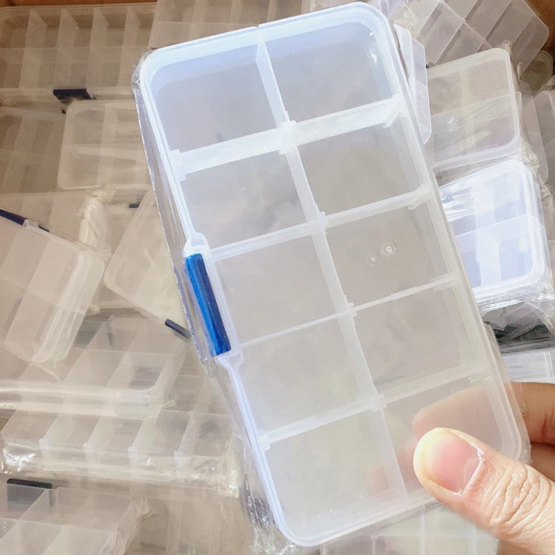 8 estilo transparente plástico armazenamento caixa de jóias compartimento recipiente ajustável caixas de armazenamento contas anel brinco organizador caso