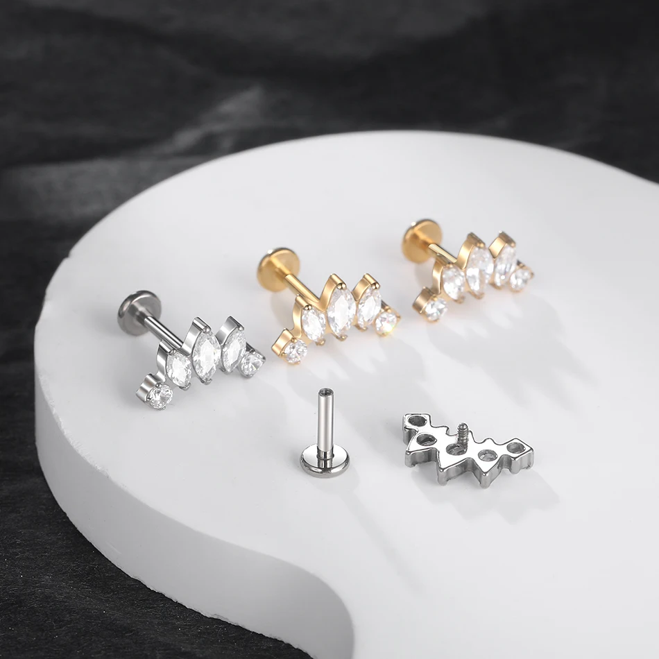 1 Stück G23 Titan Ohr Tragus Ohrstecker Innengewinde CZ Kristall Labret Ring Knorpel Helix Piercing Körperschmuck 16G – Detail 17