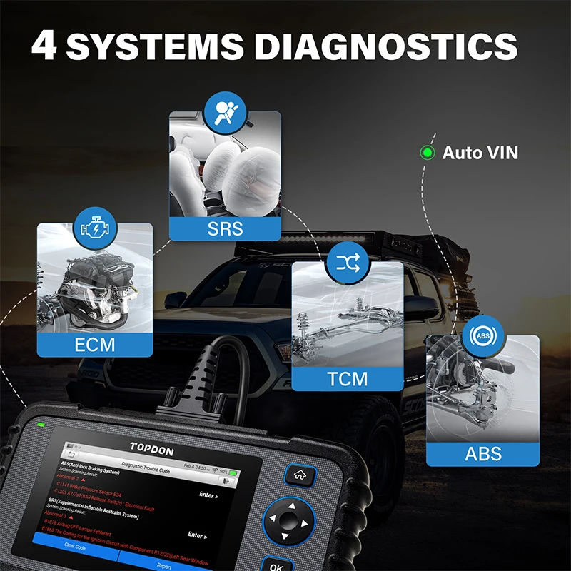 TOPDON Artidiag600 OBD2 Scanner Auto Code Reader OBD2 Car Diagnostic Tool  AT ABS SRS Oil SAS TMPS EPB Automotive Garage Tools