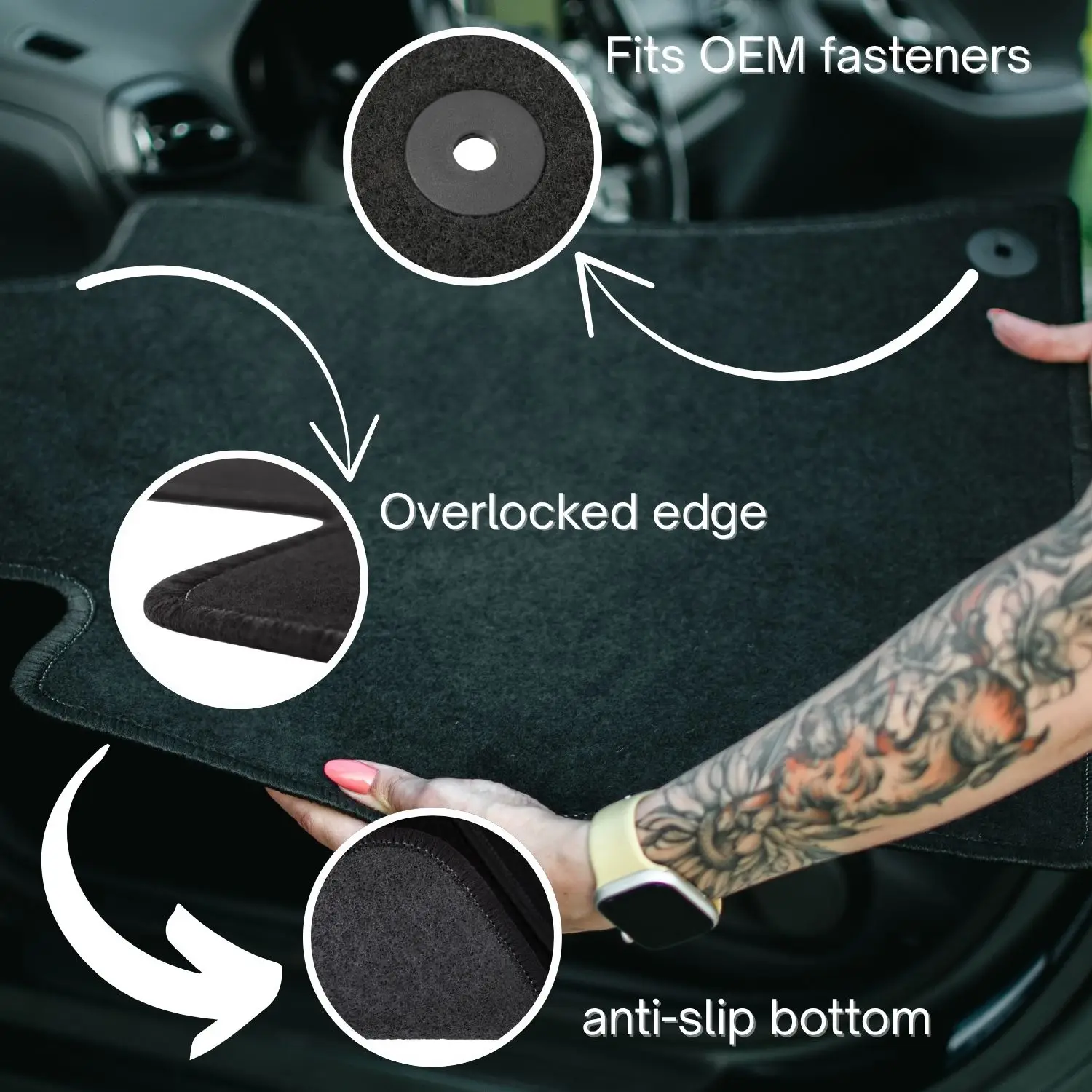 Картина 4: Велюровые коврики передние для внедорожника Hyundai Terracan (2001-2006) -Черные (2 шт)