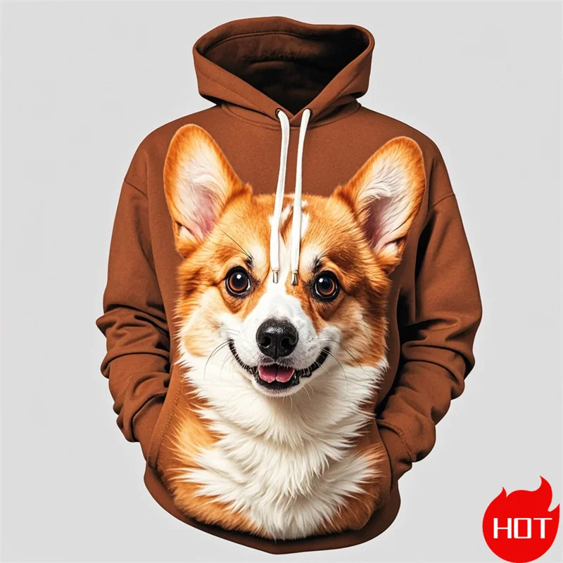 

Vintage 3D Cute Animal Welsh Corgi Print New In Hoodies & Sweatshirts Fashion Corgi Lovers Streetwear Hooded Hoody Mens Clothing