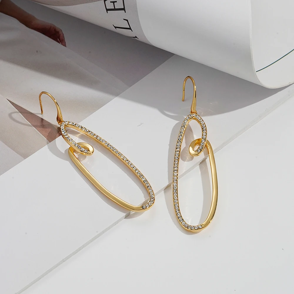 ENFASHION Rhinestone Geometric Drop Earrings For Women Water Droplets Shape Crystal Earings Fashion Jewelry Oorbellen EF191046