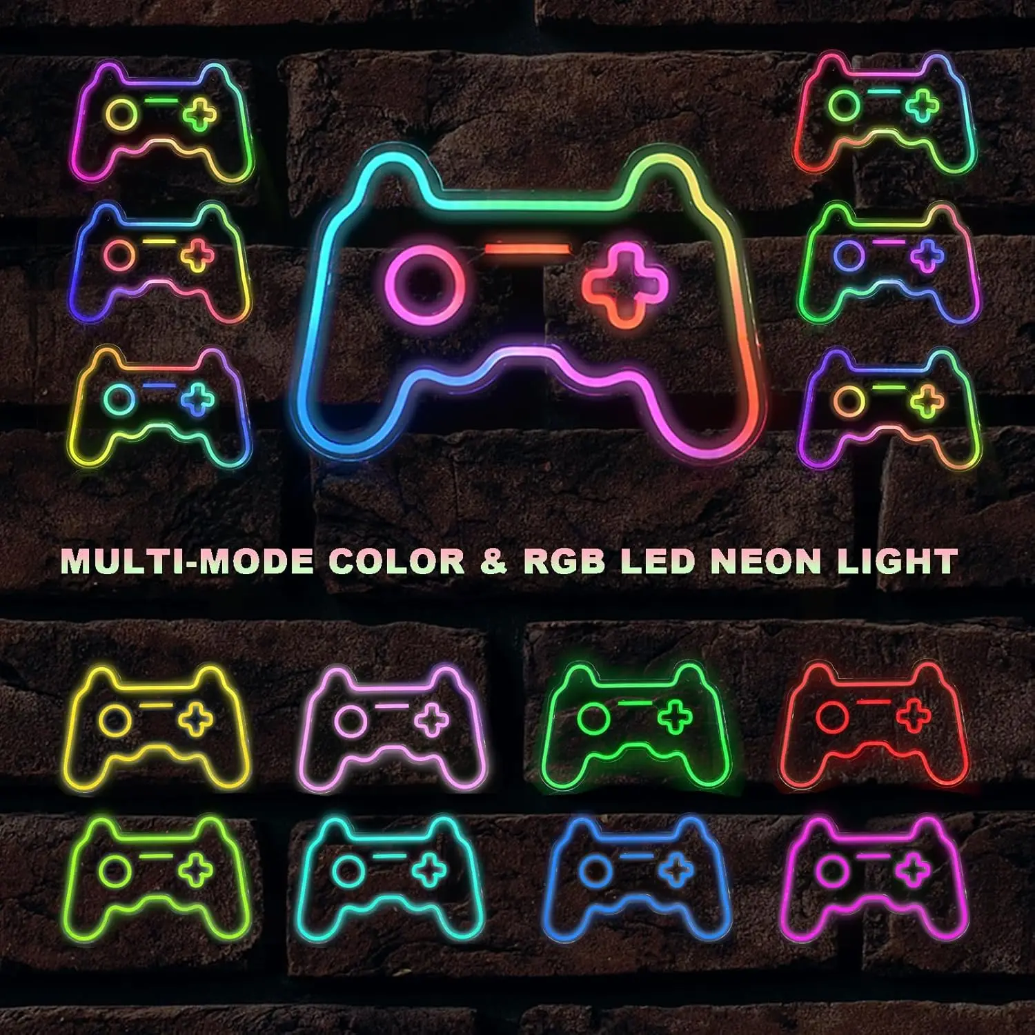 Imagem -02 - Colorido Gamepad Neon Led Sinais com Controlador Usb Powered Luzes Luzes de Festa Home Bars Decoração do Quarto Presentes Gamer