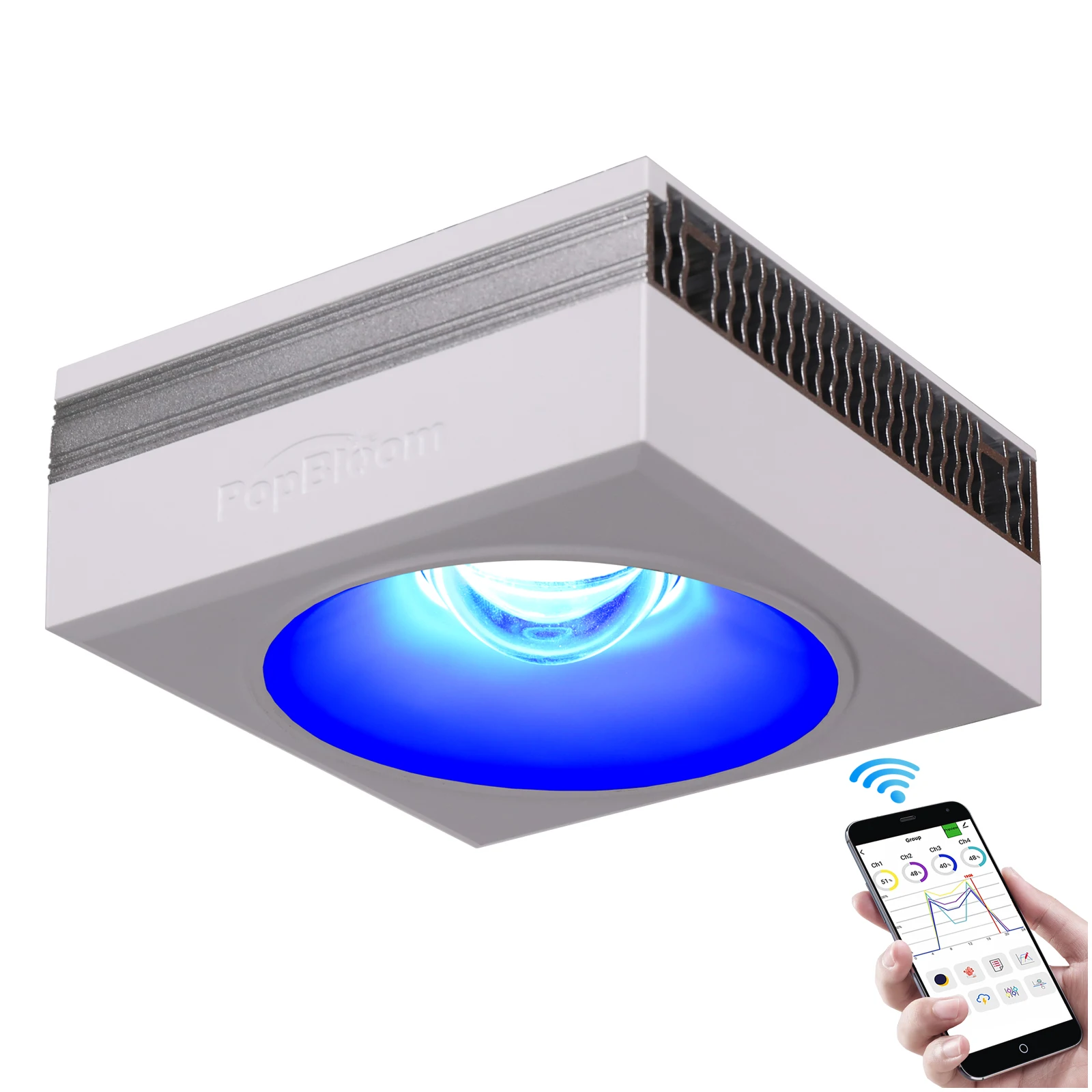 PopBloom-WiFi Aquarium led light, APP Program Aquarium Lamp Full Spectrum for 40CM-60CM Marine Reef Coral SPS/LPS Tank
