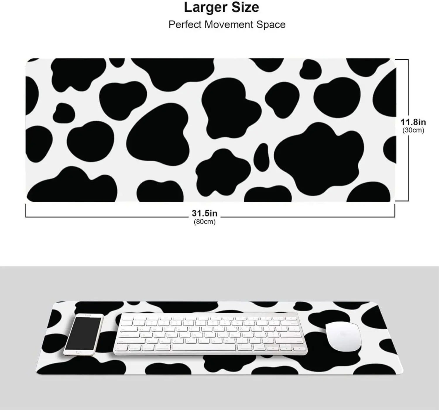 Cow Print Style Gaming Mouse Pad Long Extended XXL Mousepad Desk Mats Large Rubber Mice Pads Stitched Edges for Office/Home PC