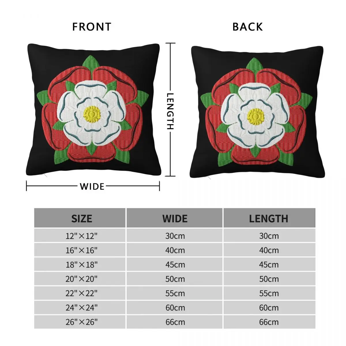 Tudor Rose Square Pillowcase Polyester Linen Velvet Creative Zip Decor Home Cushion Cover