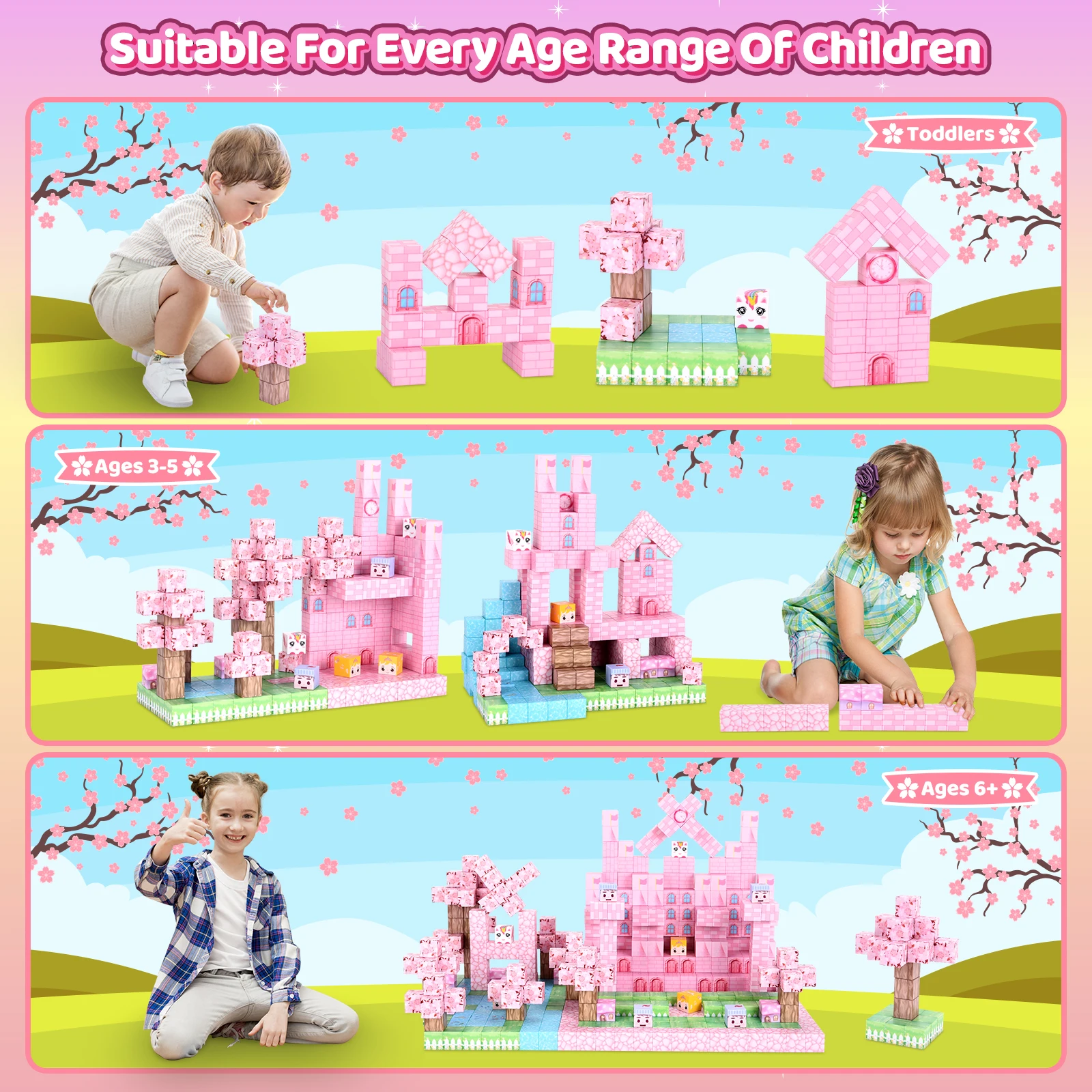 100 قطعة من المكعبات المغناطيسية، مكعبات بناء مغناطيسية ألعاب الأميرة للفتيات، هدايا عيد الفصح للأطفال الصغار