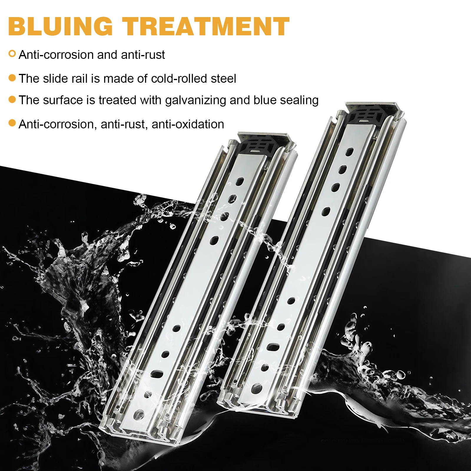 2 قطعة 44 بوصة كامل تمديد الكرة تحمل انزلاق القضبان الجانب جبل خزانة العدائين المسارات لخزائن RV صندوق الأدوات التخزين #3