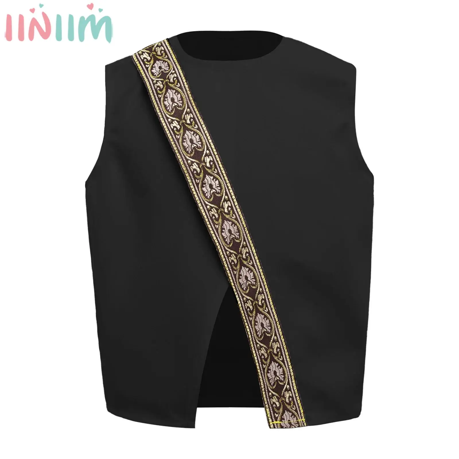 

Baby Boys Muslim Tank Top Abaya Vintage Brocade Trim Vest Kaftan Arabic Prayer Thobe Islam Ramadan Eid Lesser Bairam Clothes