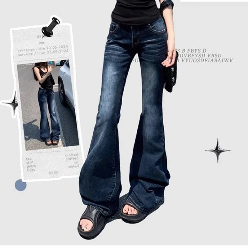 Sexy damesjeans met lage taille Lente zomer Slim Fit Elasticiteit Denim uitlopende broek Amerikaanse retro streetwear Y2k cowboybroek