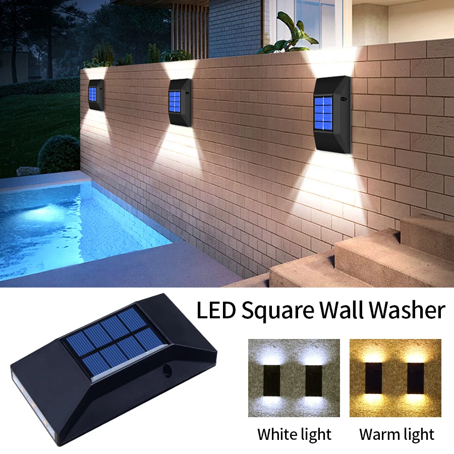 1 pcs Solar Wall Lamp Portable Up and Down Spot Light Waterproof Solar Light Wall Lamp Outdoor Yard Garden Street Decor Lamp