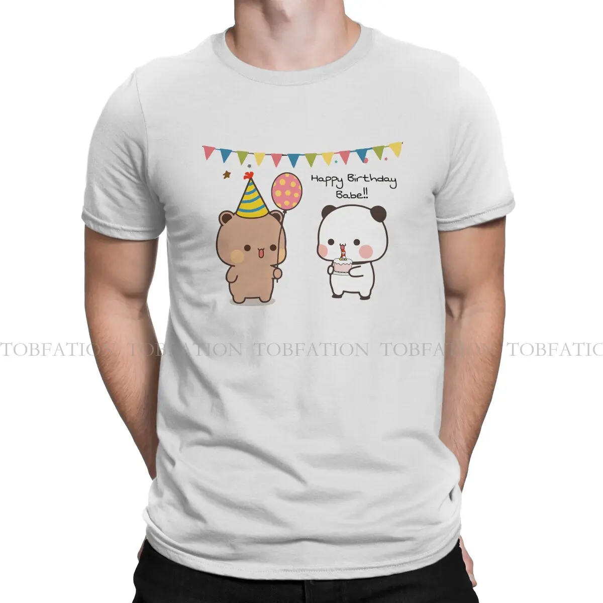 Bubu And Dudu Celebrating Birthday 100% Cotton T Shirt Harajuku Fashion Men's Tee Shirt O-Neck Streetwear