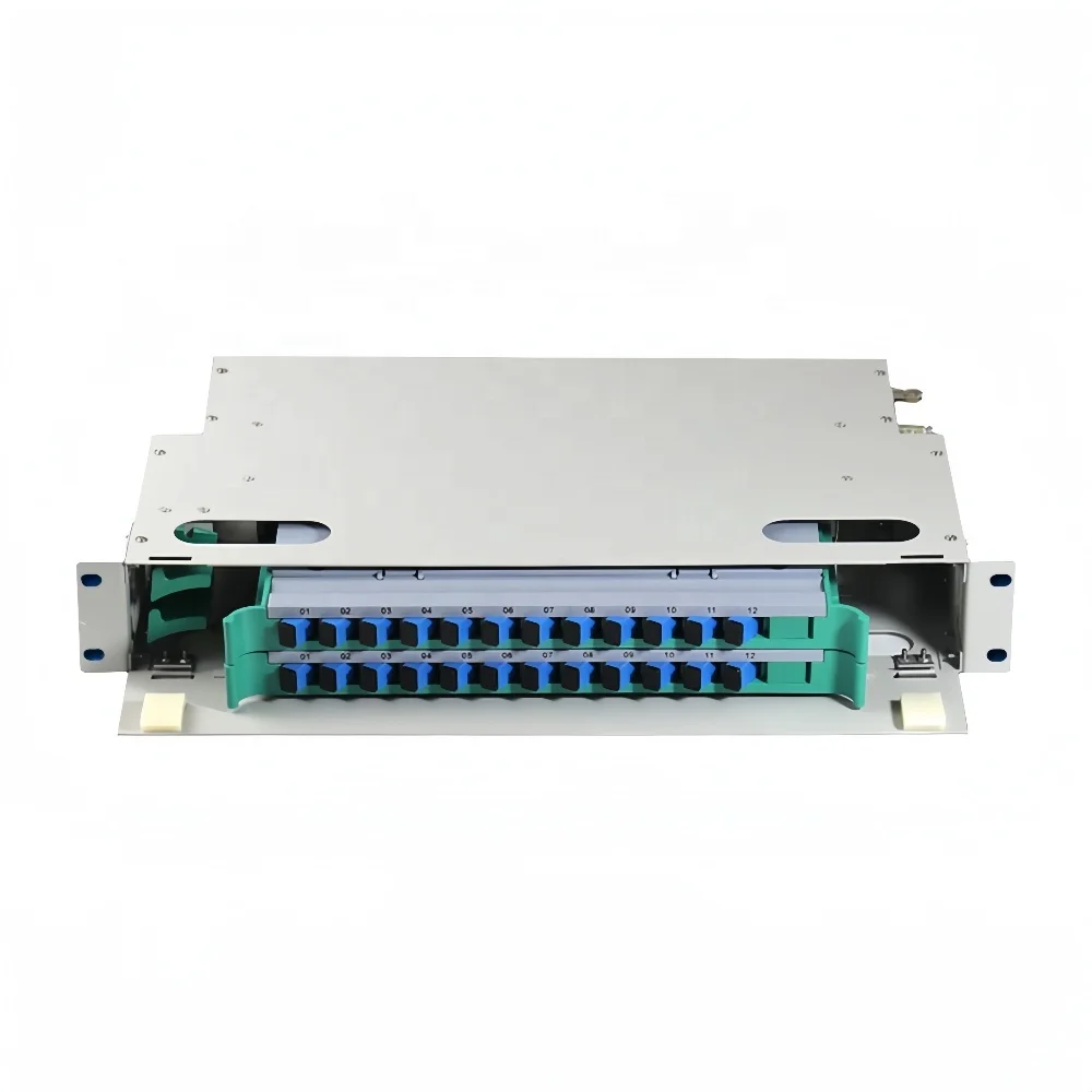 Panel de conexión de caja de fibra óptica tipo cajonera, marco de distribución óptica de alta densidad ODF 12 24 48 72 96 144 núcleos